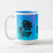 Bright Blue Roos Silhouette Art 15 oz. koffie-Mok Tweekleurige Koffiemok (Links)