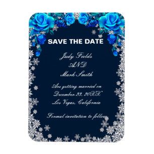 Bright Blue Roos Snowflake Christmas Bewaar de dat Magneet