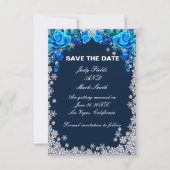 Bright Blue Roos Snowflake Christmas Bewaar de dat Save The Date (Voorkant)