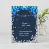 Bright Blue Roos Snowflake Christmas Response Kaar Kaart (Staand voorkant)