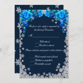 Bright Blue Roos Snowflake Christmas Response Kaar Kaart (Voorkant / Achterkant)