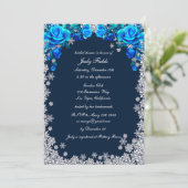 Bright Blue Roos Snowflake Christmas Vrijgezellenf Kaart (Staand voorkant)