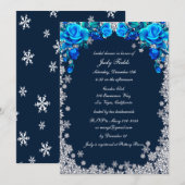 Bright Blue Roos Snowflake Christmas Vrijgezellenf Kaart (Voorkant / Achterkant)