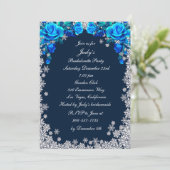 Bright Blue Rozen Snowflake Bachelorette Party Kaart (Staand voorkant)