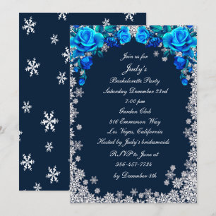 Bright Blue Rozen Snowflake Bachelorette Party Kaart
