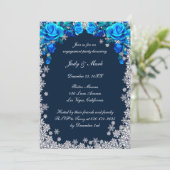 Bright Blue Rozen Snowflake Engagement Party Kaart (Staand voorkant)