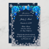 Bright Blue Rozen Snowflake Engagement Party Kaart (Voorkant / Achterkant)