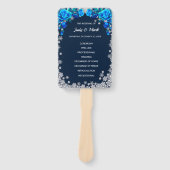 Bright Blue Rozen Snowflake Kerstprogramma Handwaaier (Voorkant)