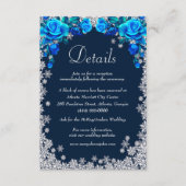 Bright Blue Rozen Snowflake Wedding Details Informatiekaartje (Voorkant)