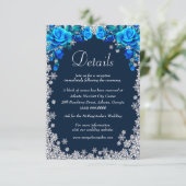Bright Blue Rozen Snowflake Wedding Details Informatiekaartje (Staand voorkant)