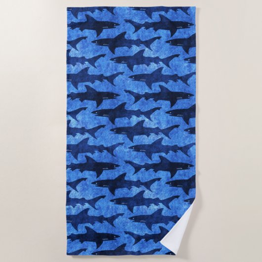 Bright Blue School of Sharks Spring Break Beach Strandlaken (Voorkant)
