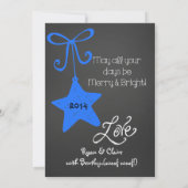 Bright Blue Scrolls Gepersonaliseerd Foto Vakantie Feestdagenkaart (Achterkant)