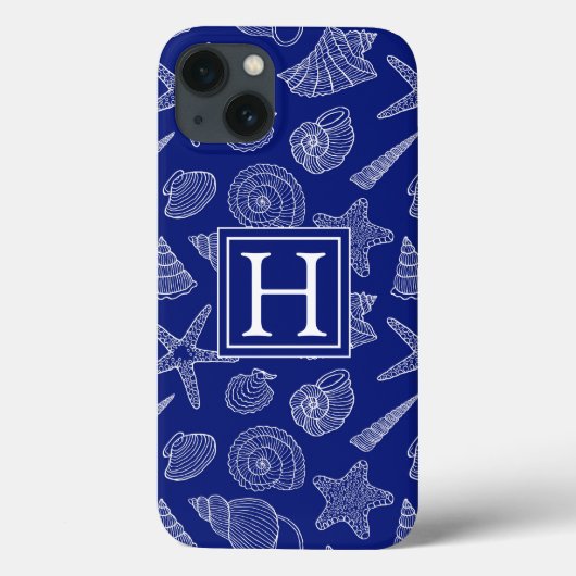 Bright Blue Shell Pattern | Add Your Initial Case-Mate iPhone Case (Achterkant)