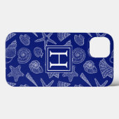 Bright Blue Shell Pattern | Add Your Initial Case-Mate iPhone Case (Achterkant (horizontaal))