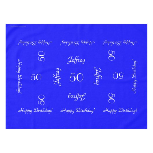 Bright Blue Specialized 50th Birthday Party Tafelkleed (Voorkant (Horizontaal))