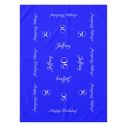 Bright Blue Specialized 50th Birthday Party Tafelkleed (Voorkant)