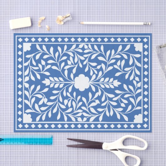 Bright Blue Traditional Bone Inlay Decoupage Paper Tissuepapier (Craft)