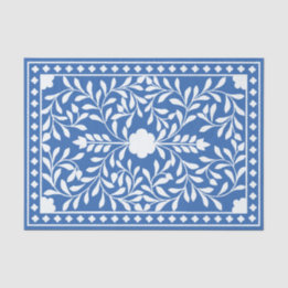 Bright Blue Traditional Bone Inlay Decoupage Paper Tissuepapier
