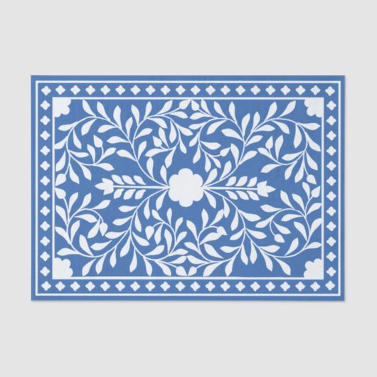 Bright Blue Traditional Bone Inlay Decoupage Paper Tissuepapier (Voorkant)