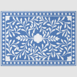 Bright Blue Traditional Bone Inlay Decoupage Paper Tissuepapier