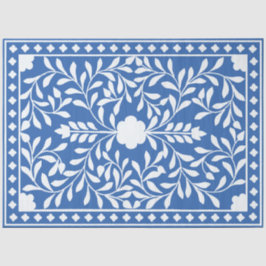 Bright Blue Traditional Bone Inlay Decoupage Paper Tissuepapier