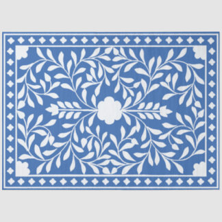 Bright Blue Traditional Bone Inlay Decoupage Paper Tissuepapier