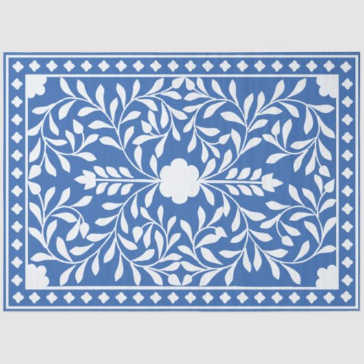 Bright Blue Traditional Bone Inlay Decoupage Paper Tissuepapier (Voorkant)