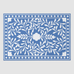 Bright Blue Traditional Bone Inlay Decoupage Paper Tissuepapier