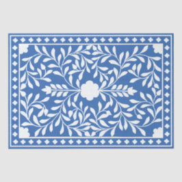 Bright Blue Traditional Bone Inlay Decoupage Paper Tissuepapier