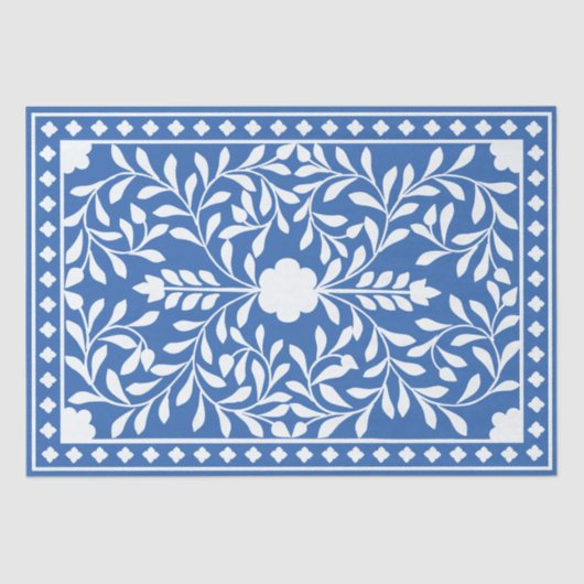 Bright Blue Traditional Bone Inlay Decoupage Paper Tissuepapier (Voorkant)