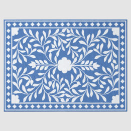Bright Blue Traditional Bone Inlay Decoupage Paper Tissuepapier