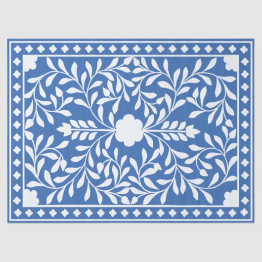 Bright Blue Traditional Bone Inlay Decoupage Paper Tissuepapier (Voorkant)