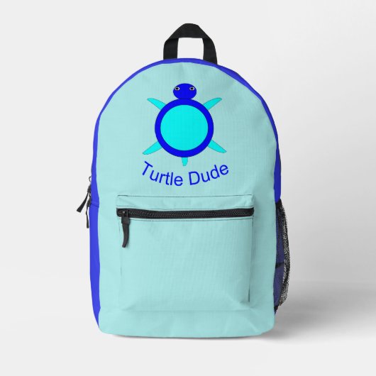 Bright Blue Turtle Man Bedrukte Rugzak (Voorkant)