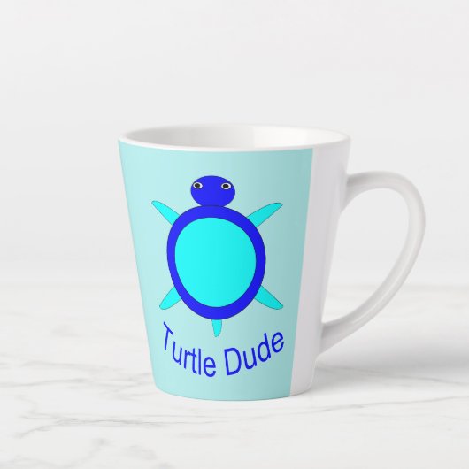 Bright Blue Turtle Man Latte Mok (Rechts)
