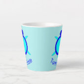 Bright Blue Turtle Man Latte Mok (Voorkant)