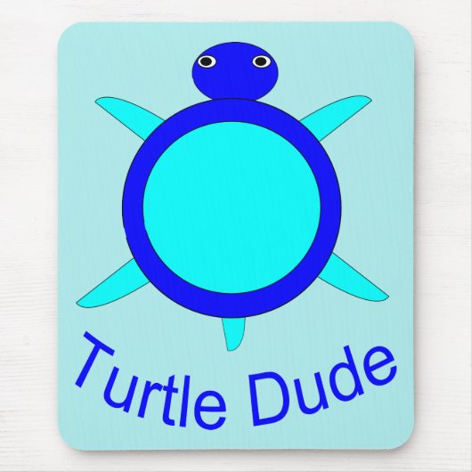 Bright Blue Turtle Man Mousepad Muismat (Voorkant)