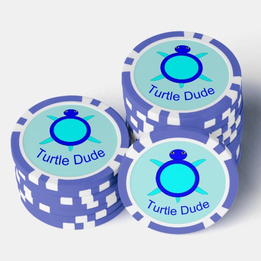 Bright Blue Turtle Man Poker Chips (Opstapeling)