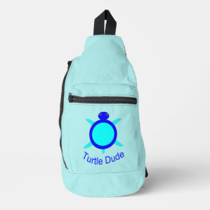 Bright Blue Turtle Man Sling Bag