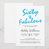 Bright Blue Veertig Fabulous | 60e verjaardagsfees Kaart (Voorkant / Achterkant)