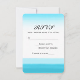 Bright Blue Waterverf Wedding RSVP-kaart RSVP Kaartje