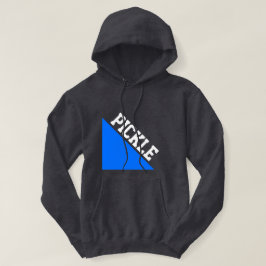 Bright Blue Wedge White Pickleball Motto On Grey Hoodie