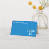 Bright Blue White Wedding Table Number Plaatskaartje (Voorkant)