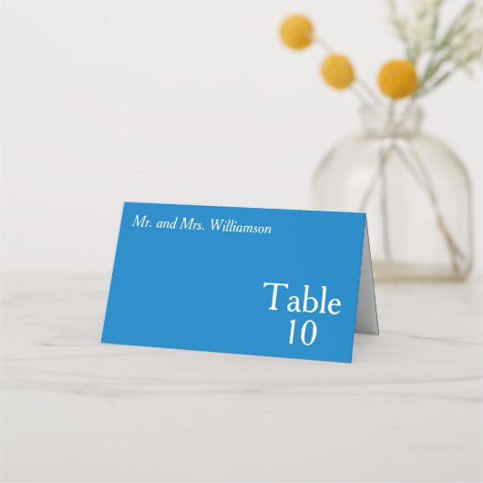Bright Blue White Wedding Table Number Plaatskaartje (Voorkant)