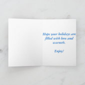 Bright Blue Winter Berries Kerstfeest Feestdagen Kaart (Binnen)