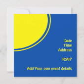 Bright Blue Yellow Mod Party nodigt uit Kaart (Achterkant)
