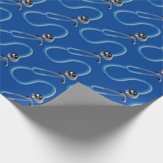 Bright Blue Ziekenhuis Dokter en Verpleegster Stet Cadeaupapier (Hoek)