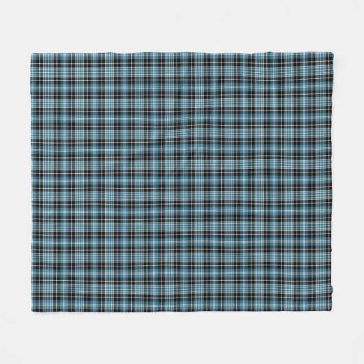 Bright Blue, zwart en wit Clan Clark Tartan Fleece Deken (Voorkant (Horizontaal))