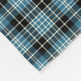 Bright Blue, zwart en wit Clan Clark Tartan Fleece Deken
