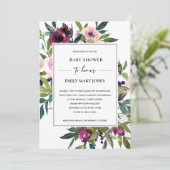 BRIGHT BLUSH BURGUNDY FLORAL BUNCH BABY SHOWER KAART (Staand voorkant)