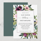 BRIGHT BLUSH BURGUNDY FLORAL BUNCH BABY SHOWER KAART (Voorkant / Achterkant)